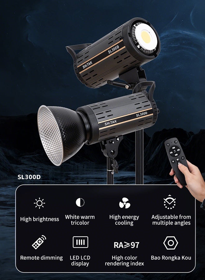 مصباح فيديو LED ضوء النهار 300 واط 5600 كلفن، قابل للتعتيم بنسبة 5-100٪ مع تحكم عن بعد وتطبيق، مصباح استوديو Bowens Mount للبث المباشر والتصوير الفوتوغرافي وإنتاج الفيديو - Image 4